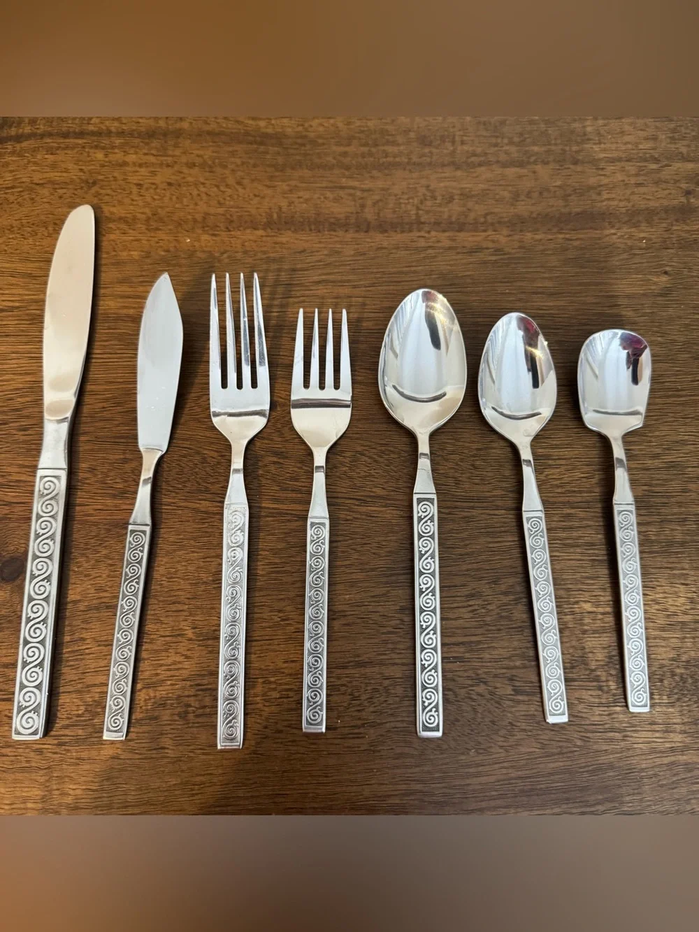 Vtg 55 Pcs LIFETIME CUTLERY stainless Flatware & Serving Pcs mid century pattern